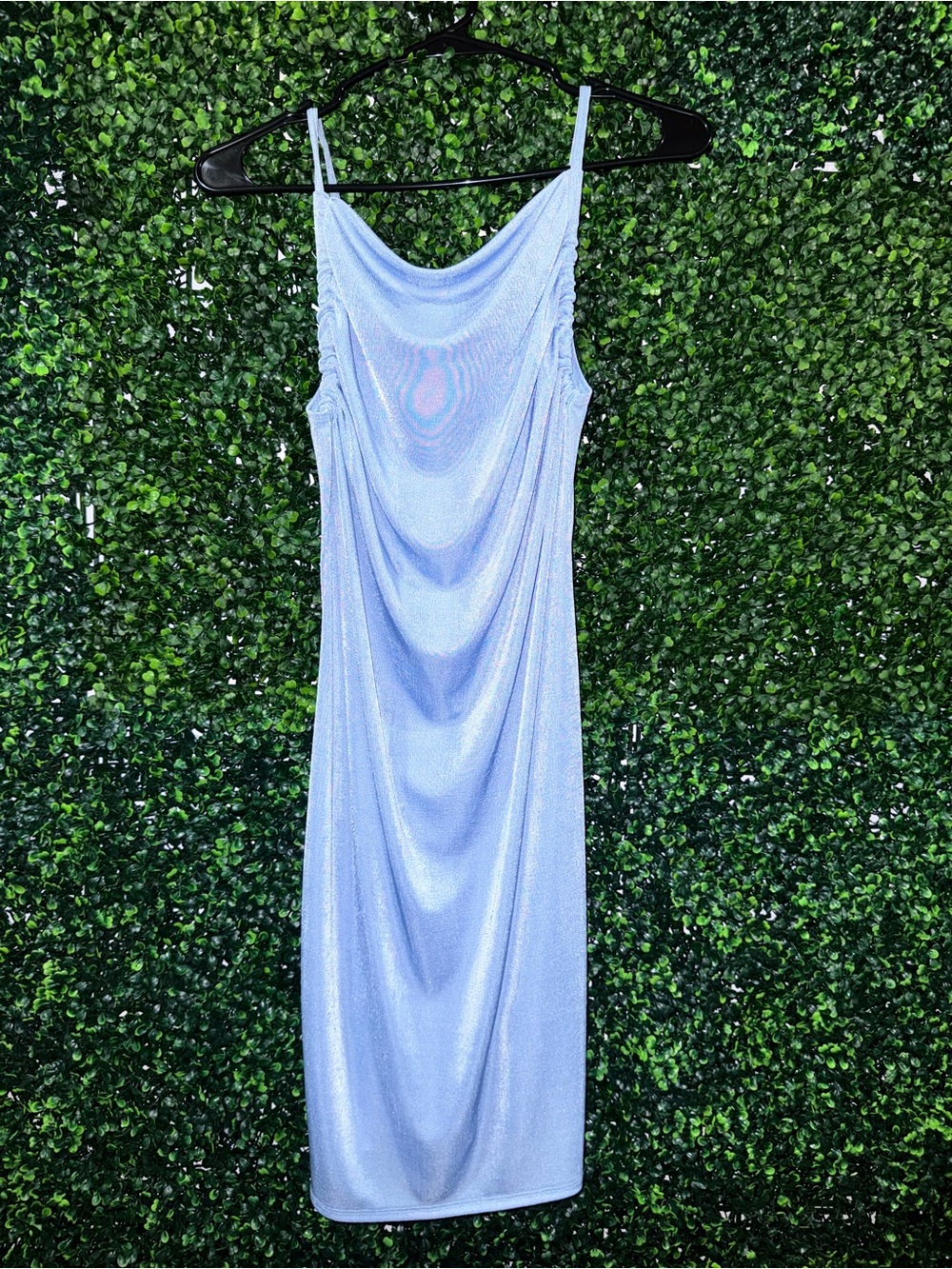 Livi by Olivia Rae Light Blue Adjustable Cowl-Neck Mini Slip Dress - Size Large